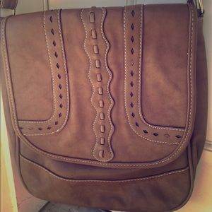 Genuine Leather European Brown Saddle Purse