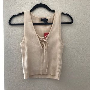 Light Pink/Cream Forever 21 Lace up Crop Top