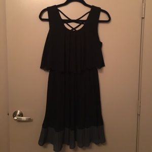 Formal black dress with grey trim