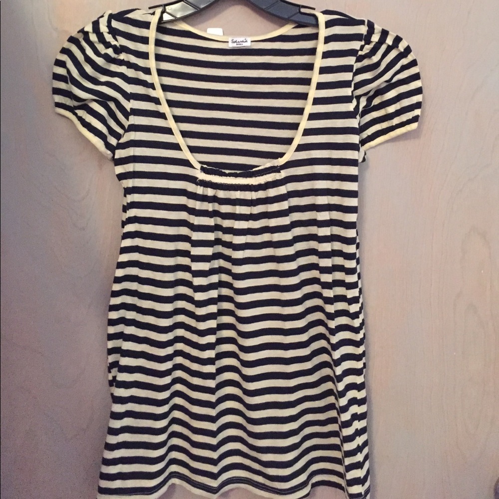 Splendid Yellow & Navy Striped Tee