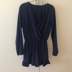 Navy Blue Deep V Romper