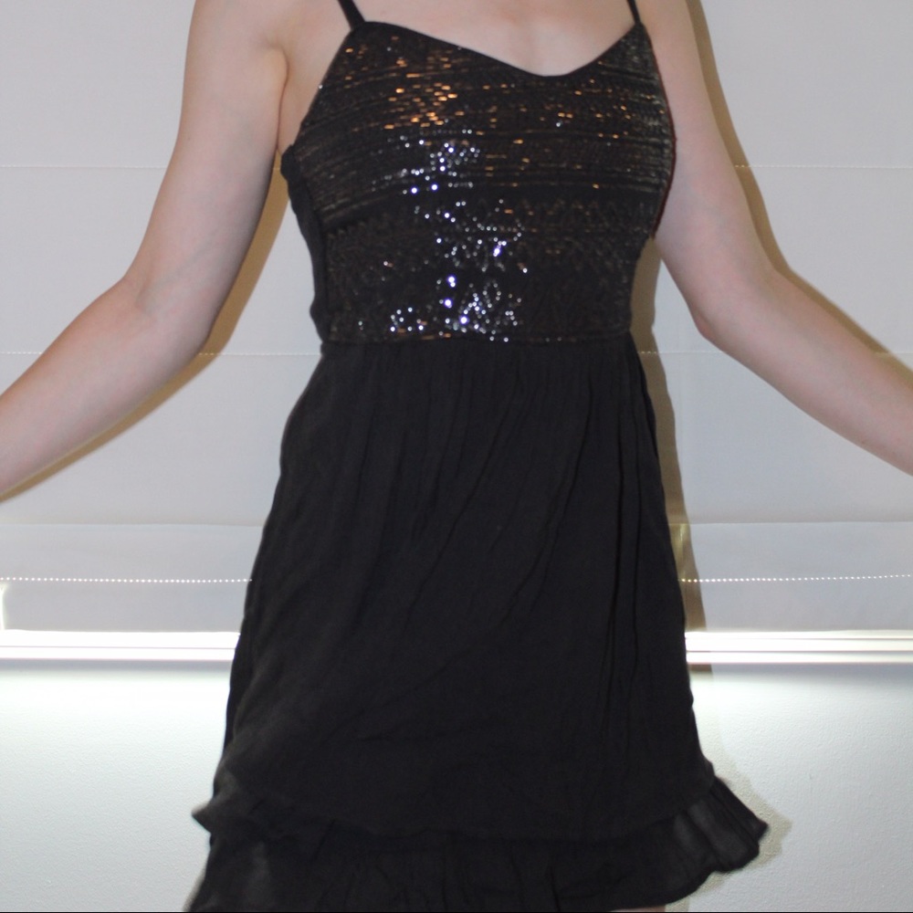 sequined black mini dress 🌌