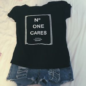 No one cares shirt loose top.