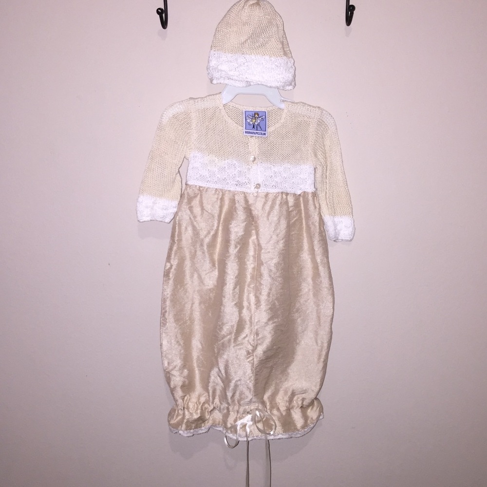 Bognar and picolloni dupioni silk christening gown