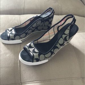 Coach wedge heel slingback sandals