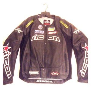 Men's Icon leather riding jacket.