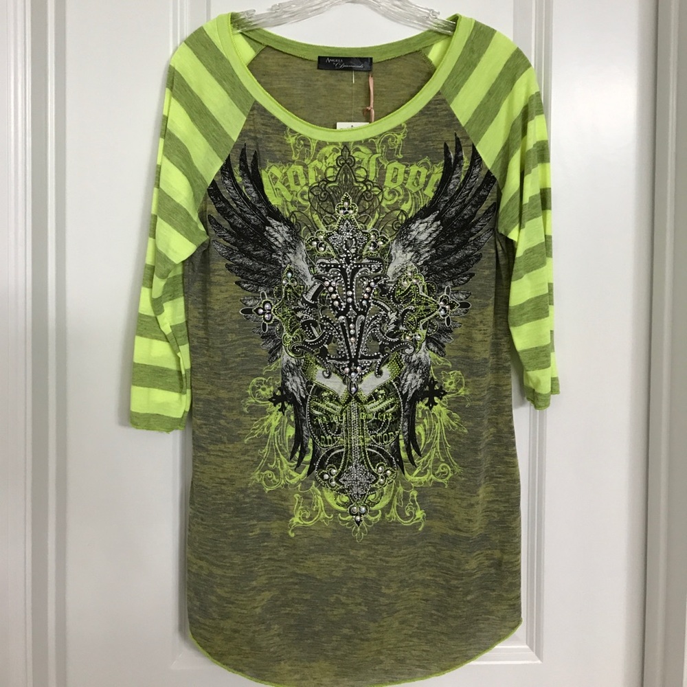 Bright yellow and black embellished top