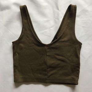 TOPSHOP army green crop top