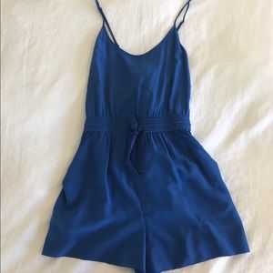 Aritzia Silk Open Back Romper with Pockets