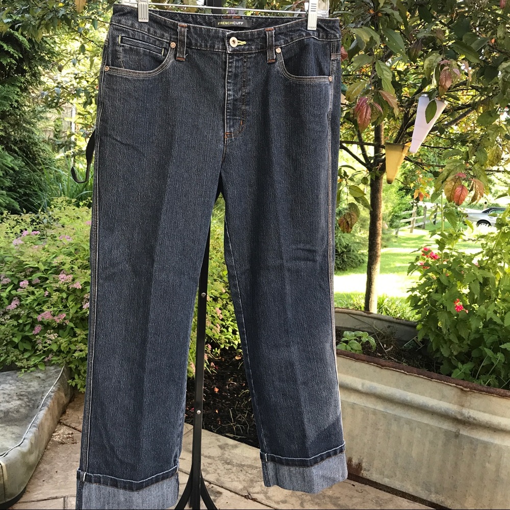 French Cuff Women's Denim Cuffed Blue Jeans