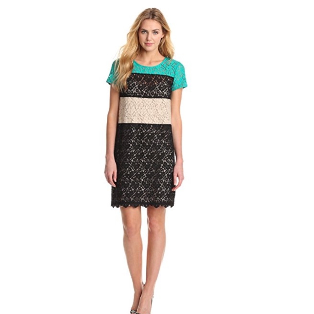 DKNYC Short Sleeve Lace Colorblock Dress - XL; NWT