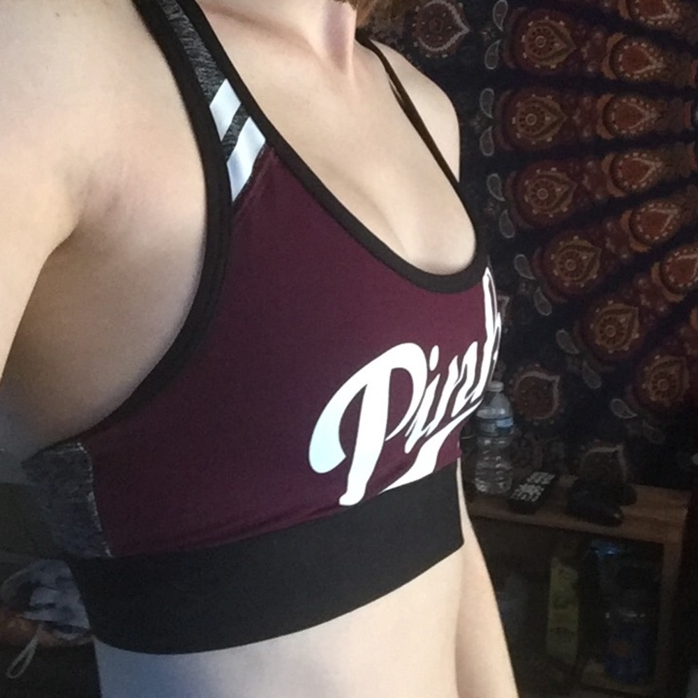 Pink sports bra