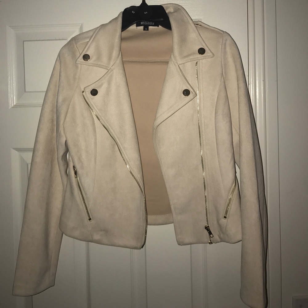 Cream suede moto jacket