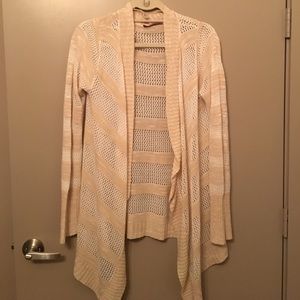 Tan/gold and white sweater cardigan