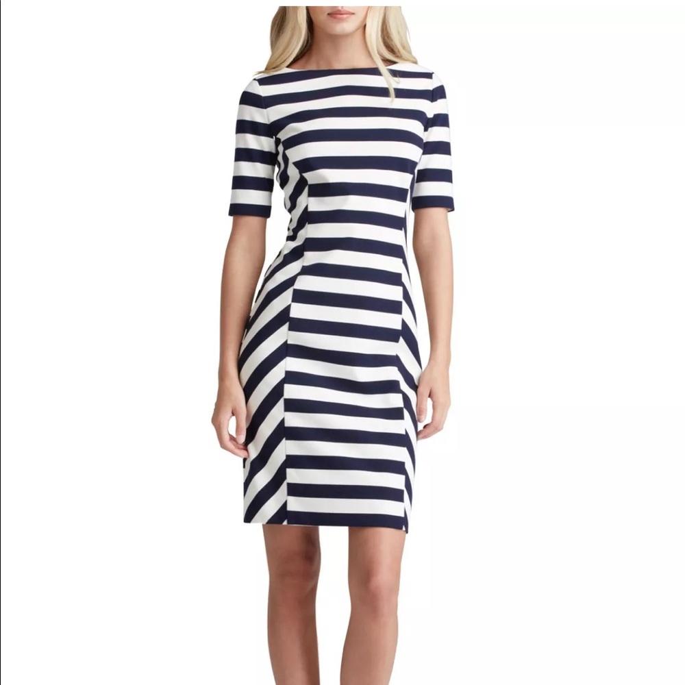 *Tory Burch* Navy Striped Augusta Dress