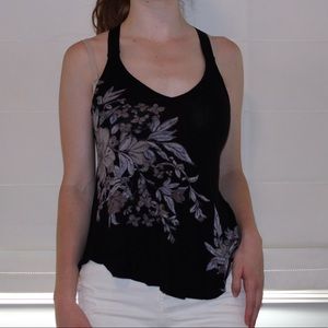 black floral UO tank w ribbon straps 🕊