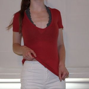 suuper soft deep neck ribbed tee 🎈