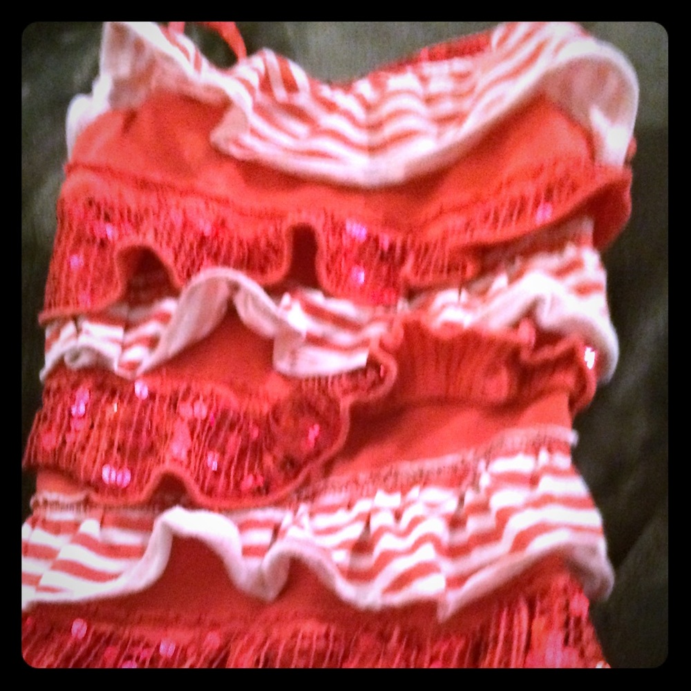 Little Girls Ruffled and Sequined Tank Top