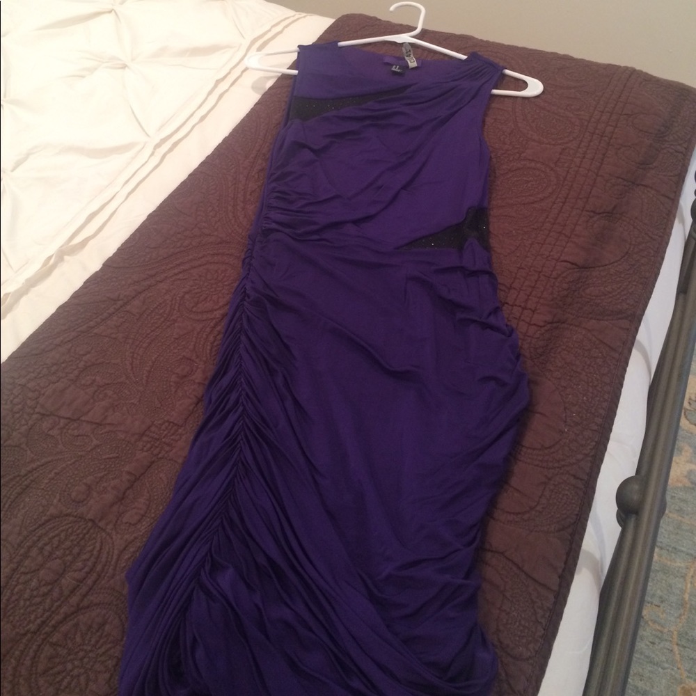 Purple dress with black glitter cut outs