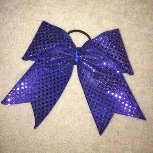 Blue Sequin Cheer Bow