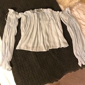 Powder blue off the shoulder top