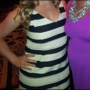 Black and white striped dress