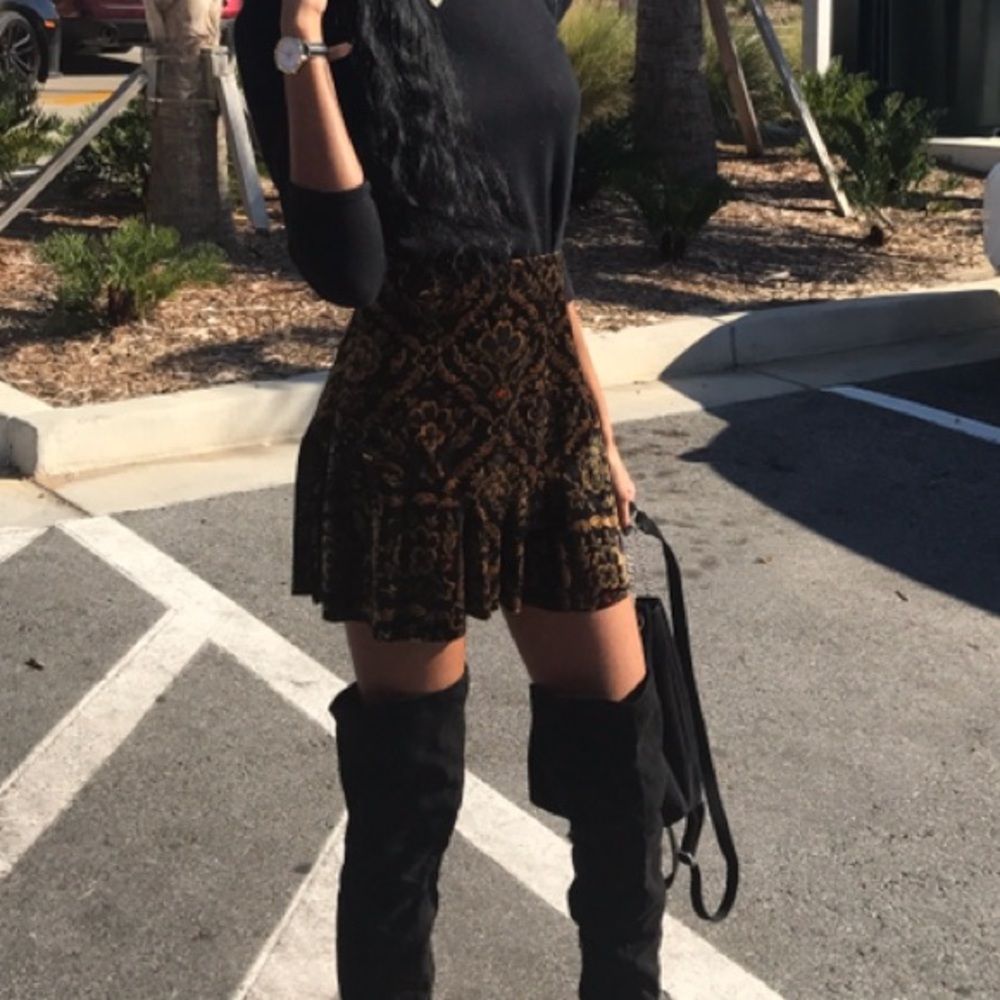 Velvet floral skirt