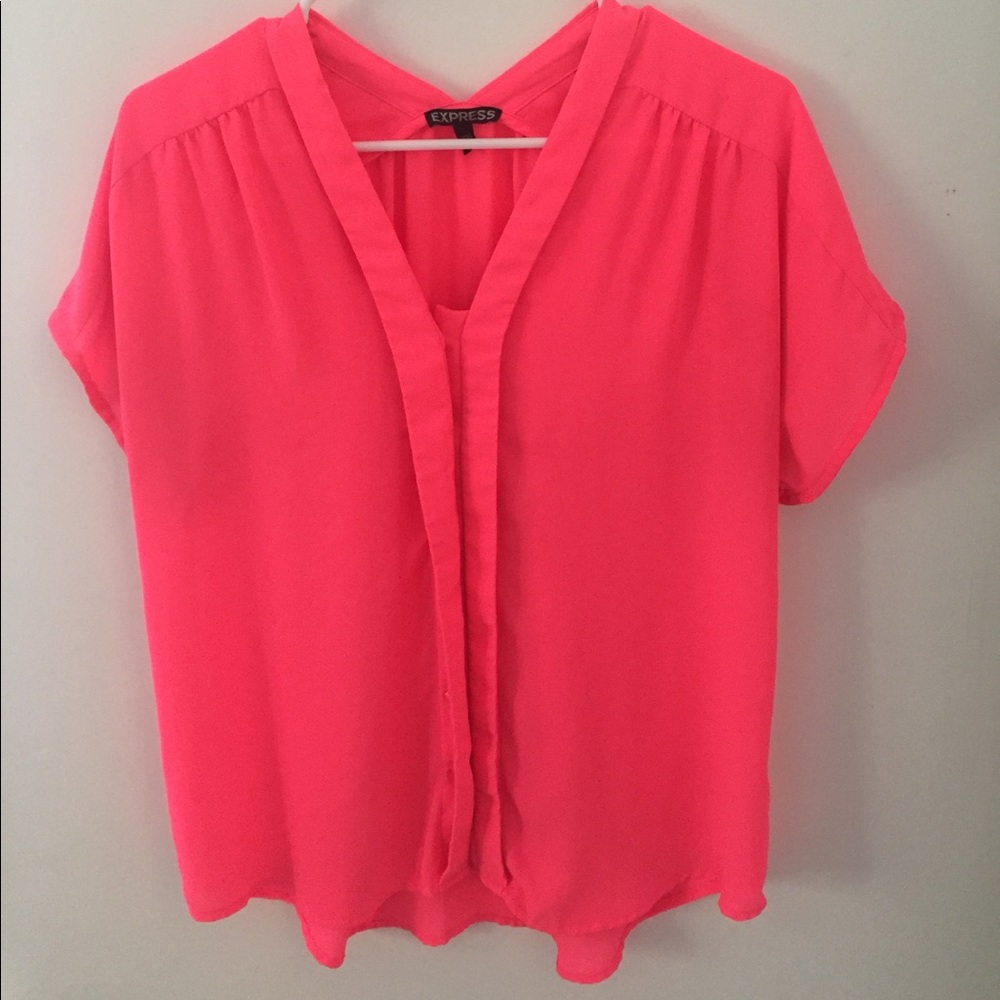 Neon pink shirt sleeve blouse