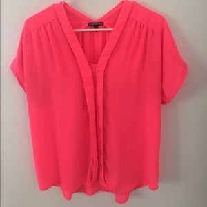 Neon pink shirt sleeve blouse