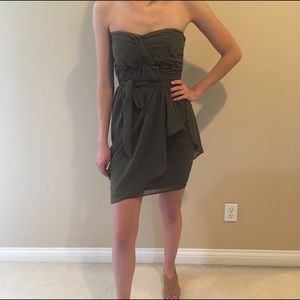 Green Mod Cloth Strapless Dress