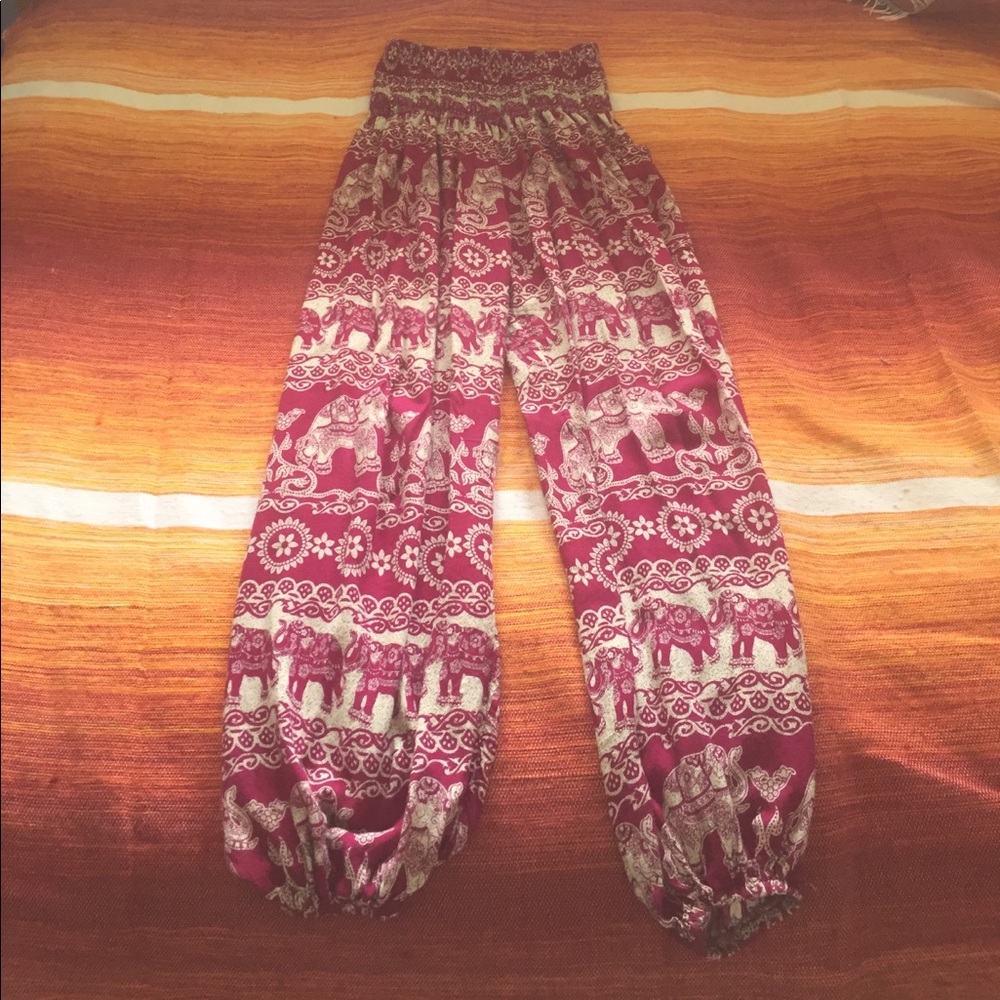 Flowy Magenta Elephant Pants