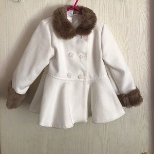 Kardashian Kids white fur cuff lined coat 24months