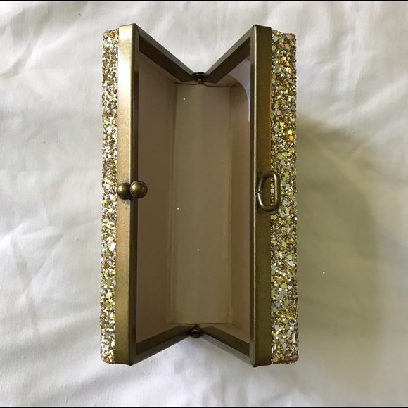 J. Crew Gold Crushed glitter minaudière. - Picture 2 of 6
