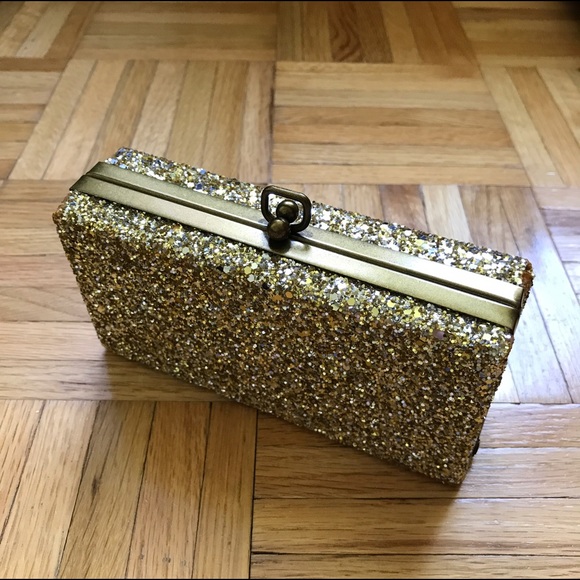 J. Crew Gold Crushed glitter minaudière. - Picture 3 of 6