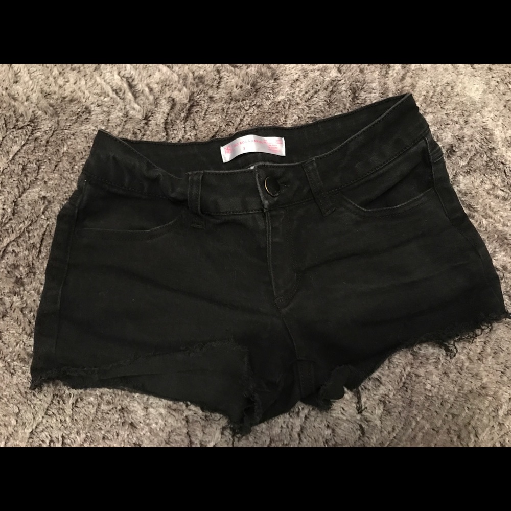 black denim shorts