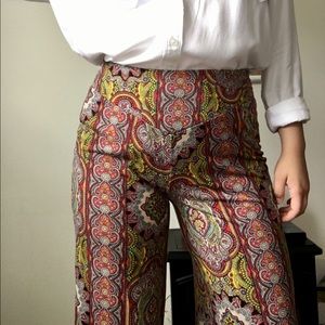 Patterned Flowy Flare Bottom Pants