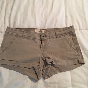 Hollister khaki cuffed shorts