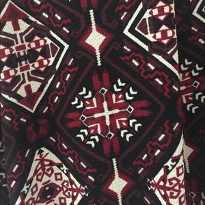 Black white and maroon patterned pant