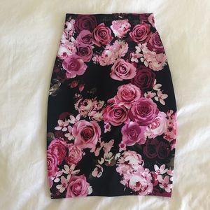 High Waisted Floral Skirt