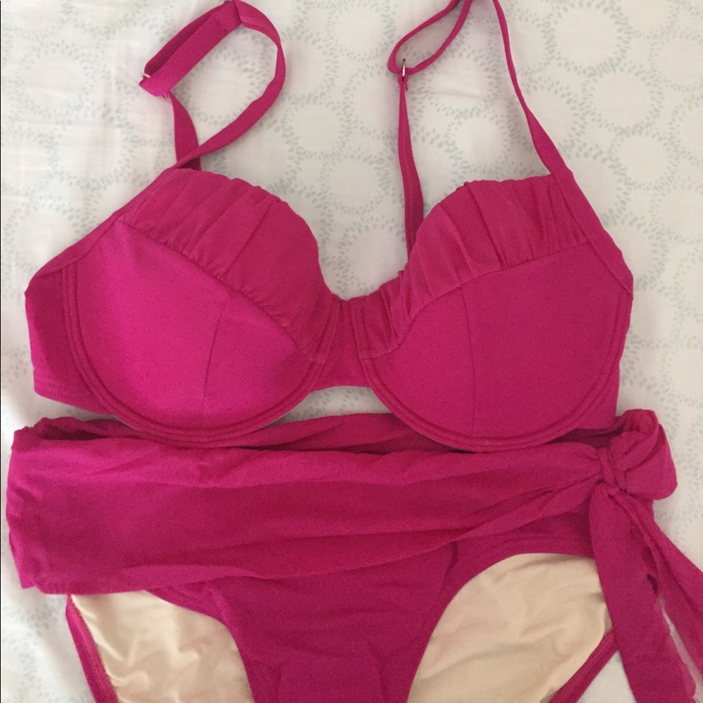 Fuchsia Pink Bikini Trio (1 top + 2 bottoms)