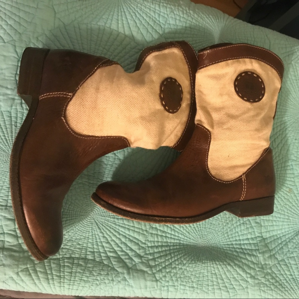 Frye leather and canvas booties
