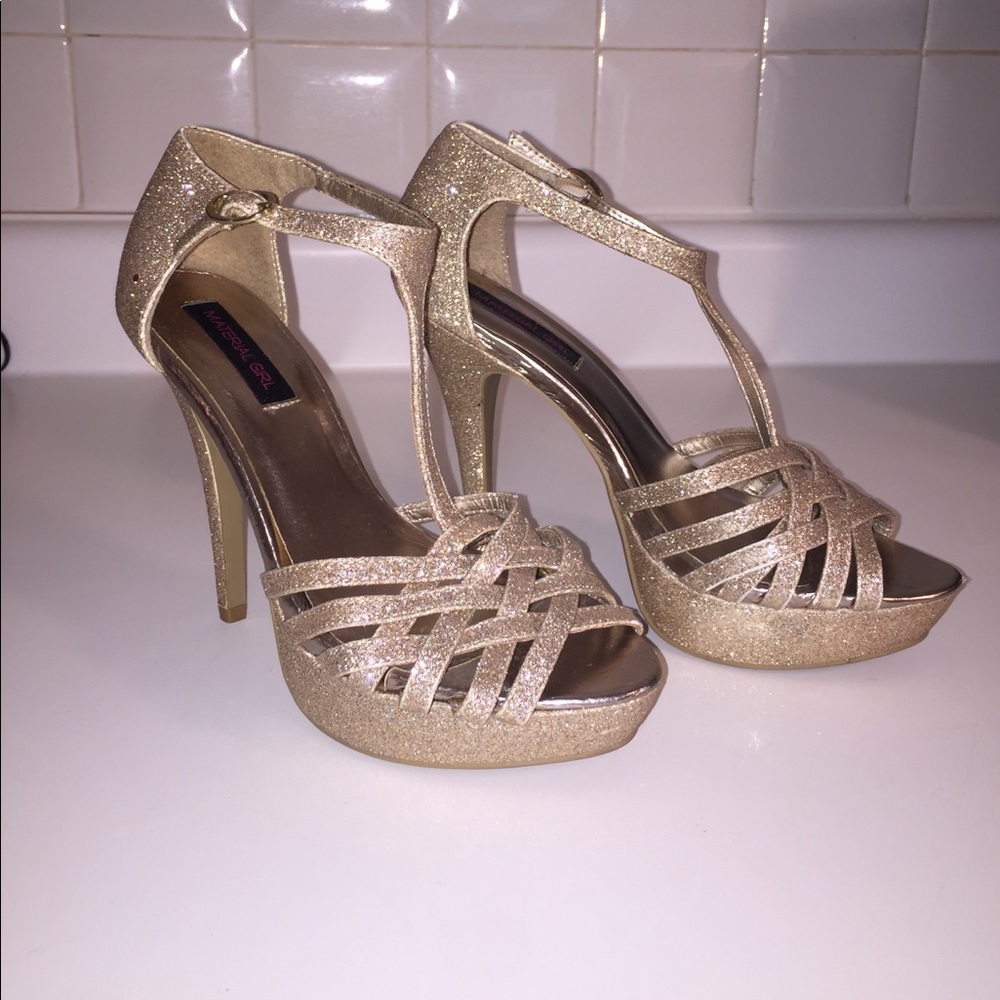 Gold glitter heels