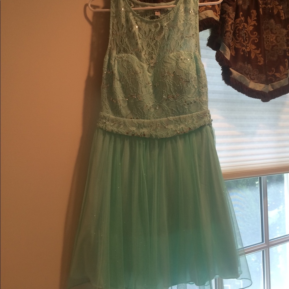 Blue and glitter lace dress with tool skirt PROM