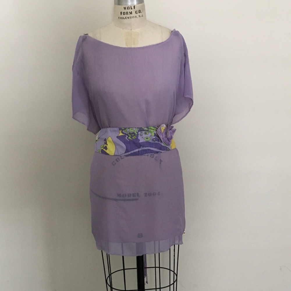3X Babyphat sheer top with butterfly obi belt.