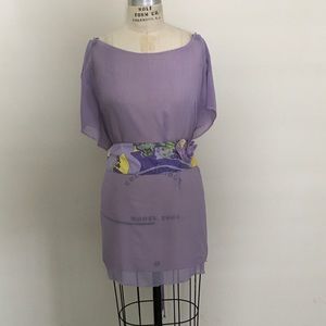 3X Babyphat sheer top with butterfly obi belt.