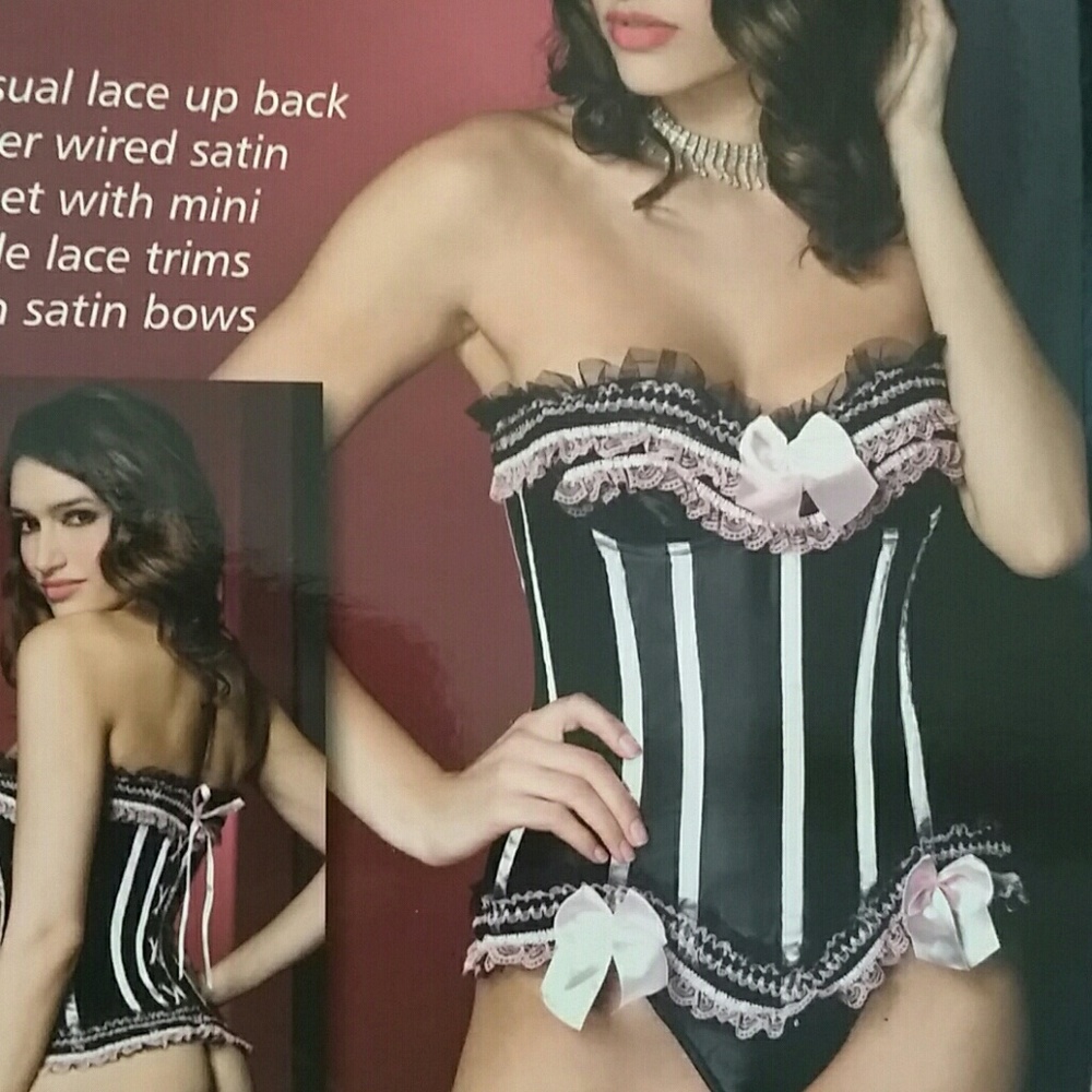 Black and pink candystripe corset