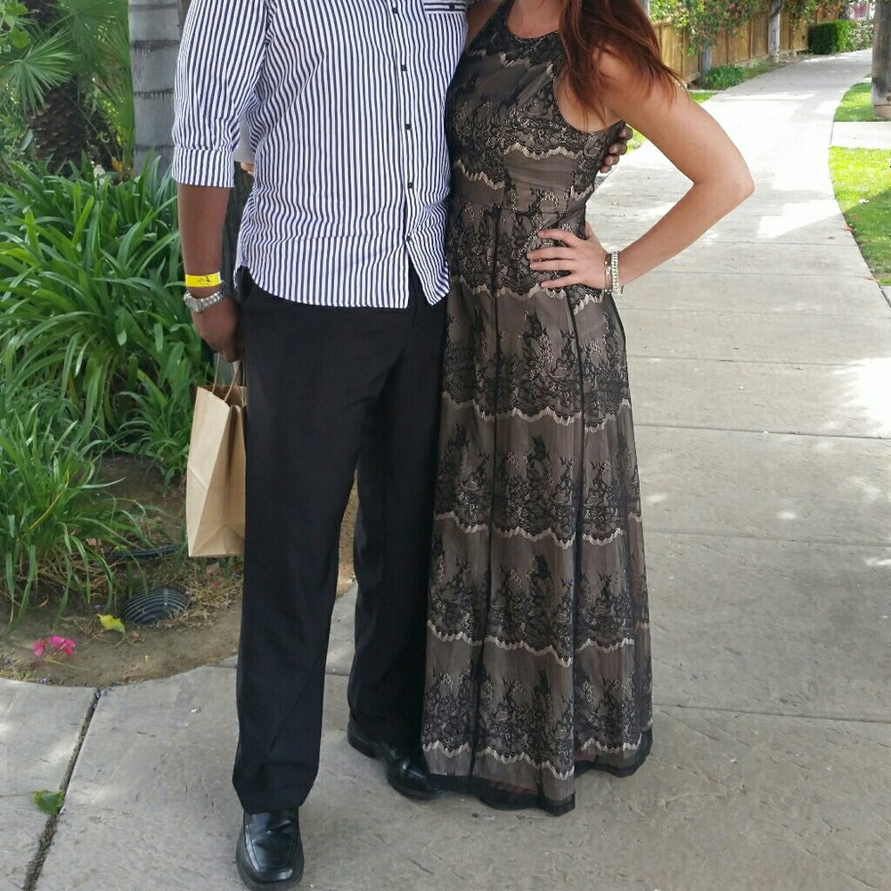 Beautiful black and nude lace maxi dress