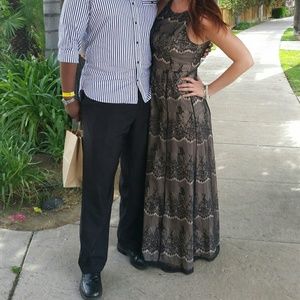 Beautiful black and nude lace maxi dress