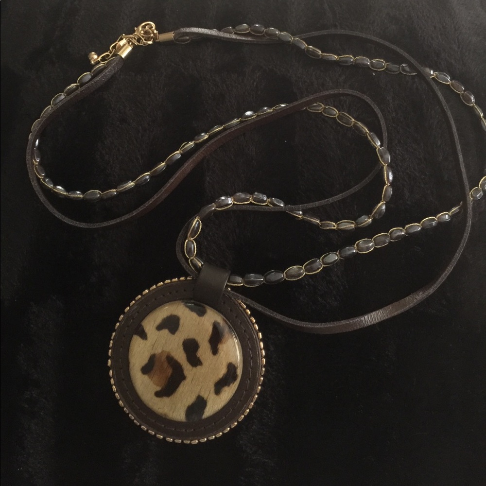 Chicos Animal Print Pendant Necklace