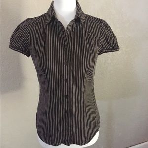 Brown with white striped shirt